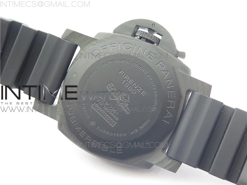 PAM960 Carbotech 42mm VSF 1:1 Best Edition Black Dial Blue Markers on Rubber Strap P.9010 Clone